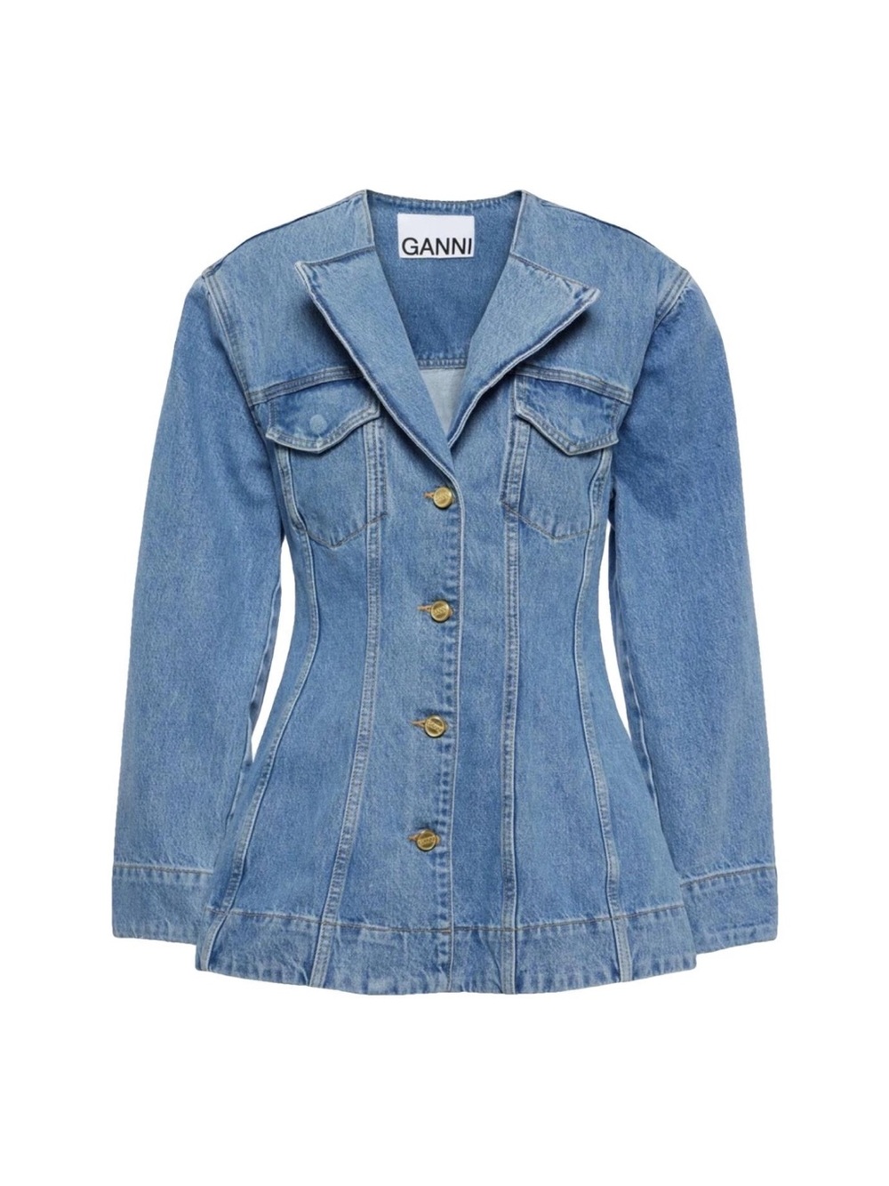 Ganni Light Blue Denim Tailored Jacket